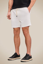 Reserva Men's Elastic Waist Corduroy Shorts Textured Cotton Off White