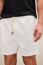 Reserva Men's Elastic Waist Corduroy Shorts Textured Cotton Off White