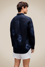 Reserva Indigo Bloom Long Sleeve Linen Shirt Navy