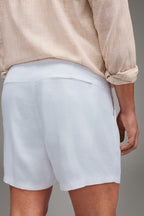 Reserva Casual Linen Plus Shorts Elastic Waist Regular Fit White