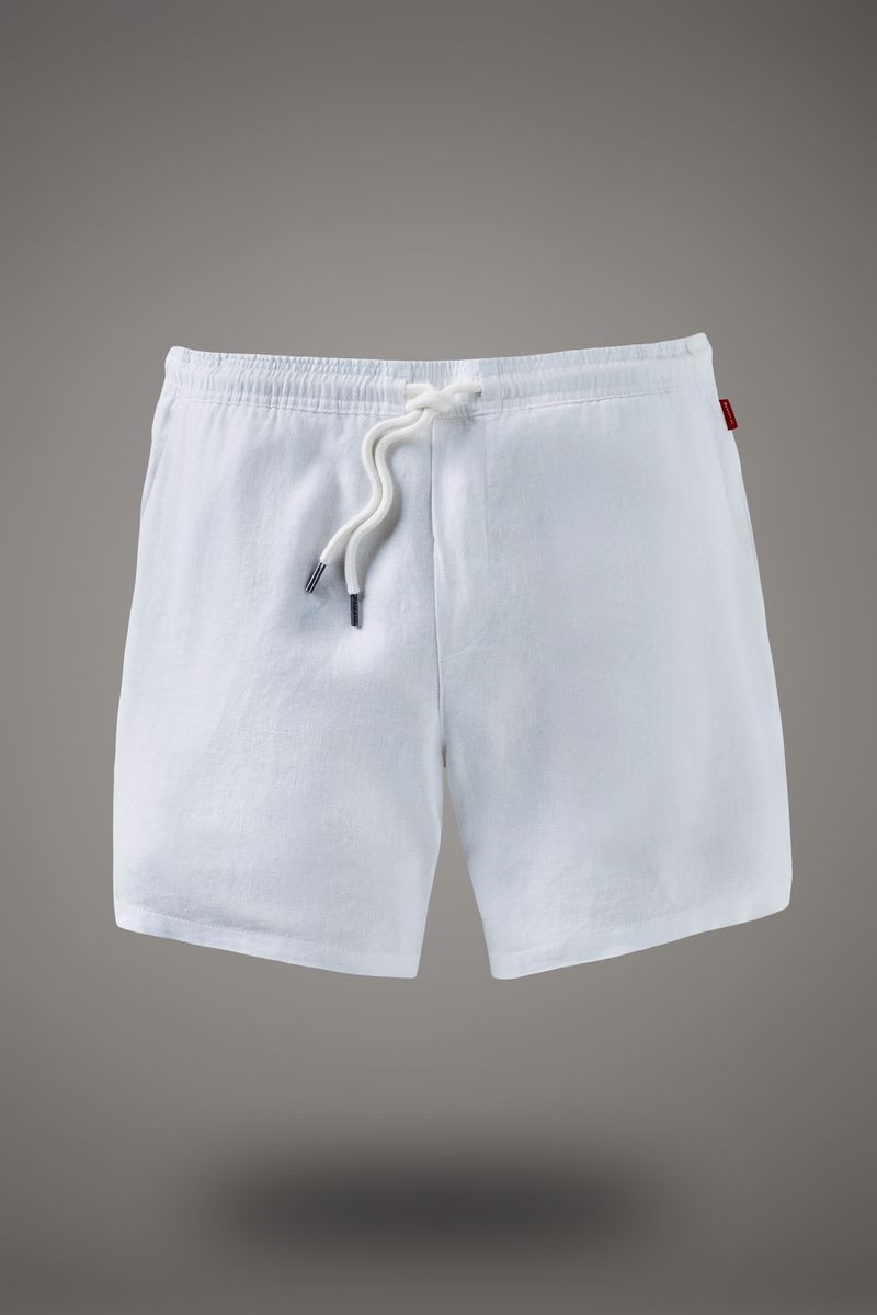 Reserva Casual Linen Plus Shorts Elastic Waist Regular Fit White
