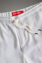 Reserva Casual Linen Plus Shorts Elastic Waist Regular Fit White