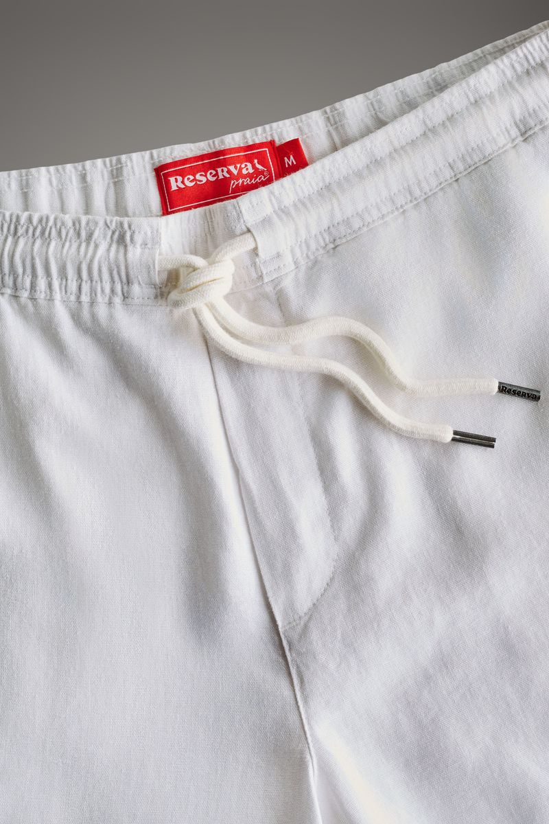 Reserva Casual Linen Plus Shorts Elastic Waist Regular Fit White