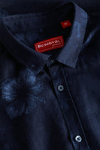 Reserva Indigo Bloom Long Sleeve Linen Shirt Navy