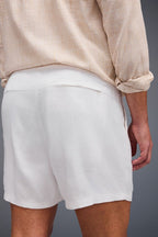 Reserva Casual Linen Plus Shorts Elastic Waist Regular Fit White