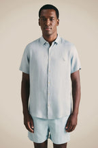 RESERVA Men's Short Sleeve Linen Shirt Breathable Casual