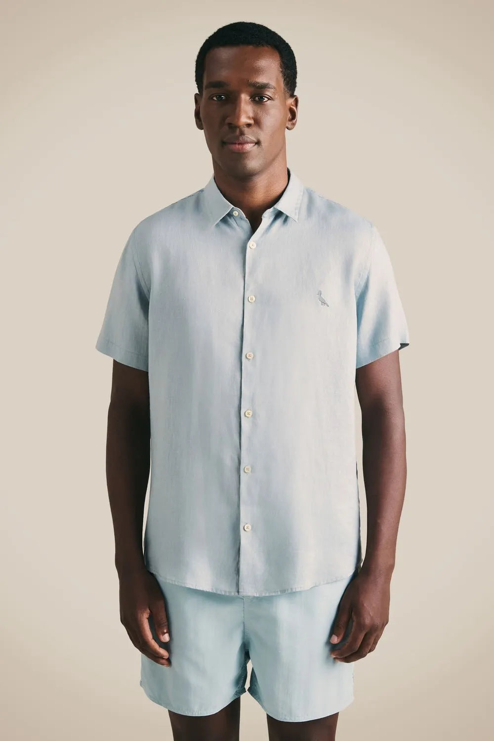 RESERVA Men's Short Sleeve Linen Shirt Breathable Casual