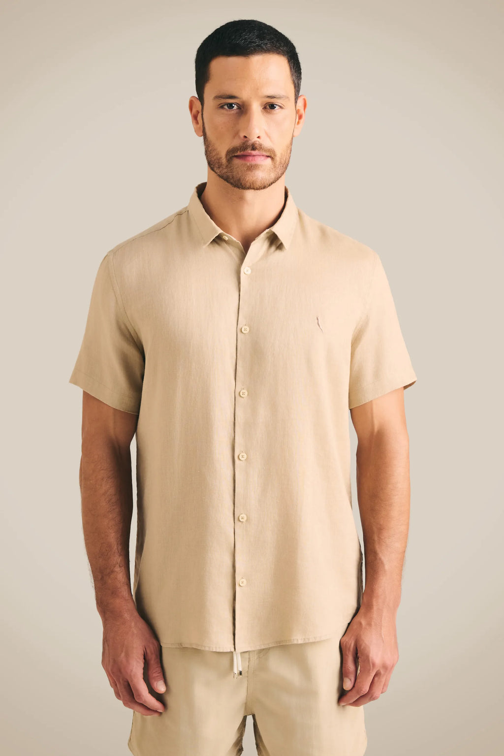 RESERVA Men's Short Sleeve Linen Shirt Breathable Casual