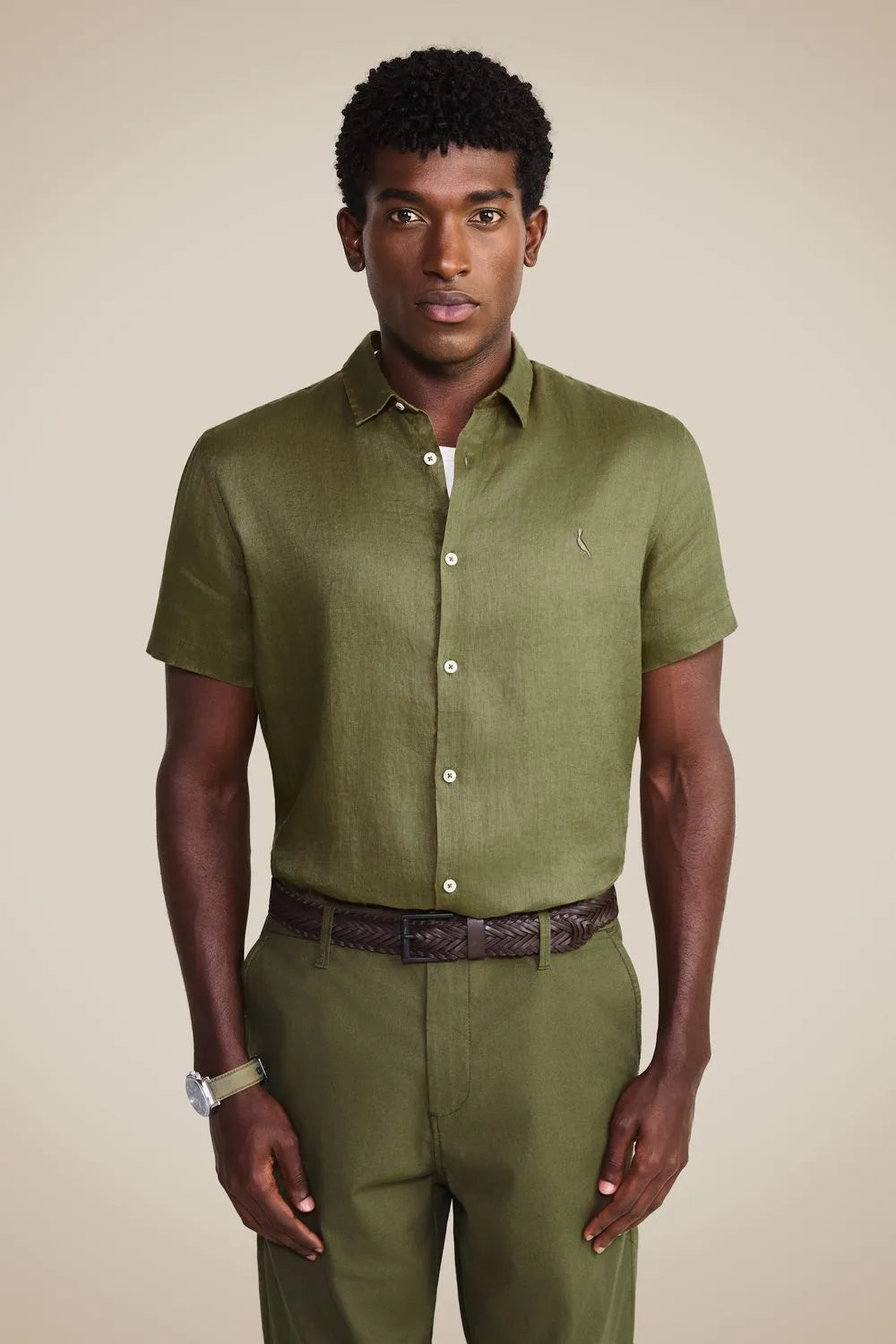 RESERVA Men's Short Sleeve Linen Shirt Breathable Casual