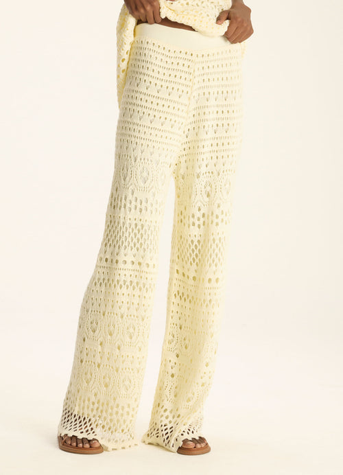 Cantão Knitted Textured Wide-Leg Pants Off-White