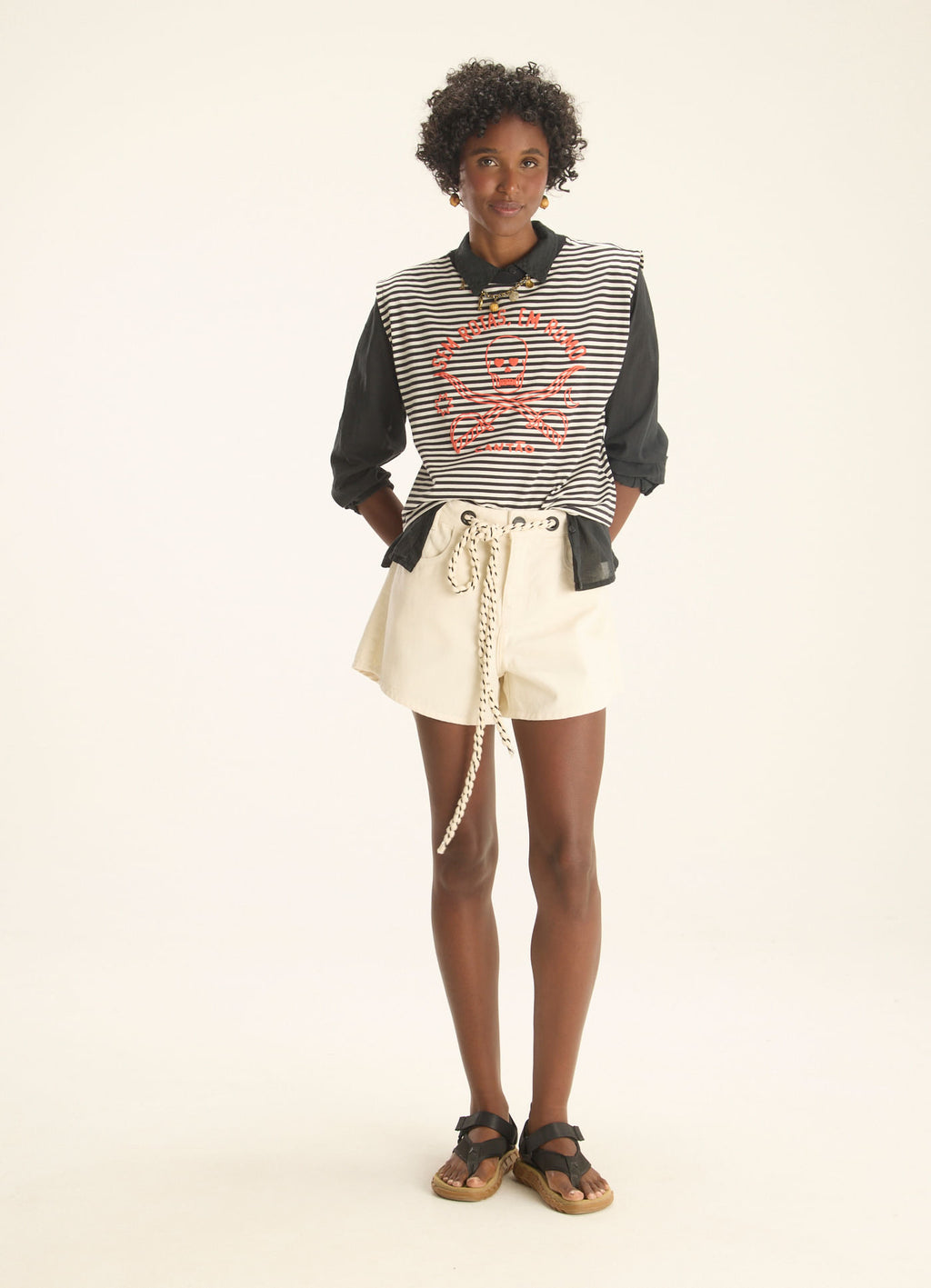 Cantão Mare High-Waisted Cotton Twill Shorts Off-White