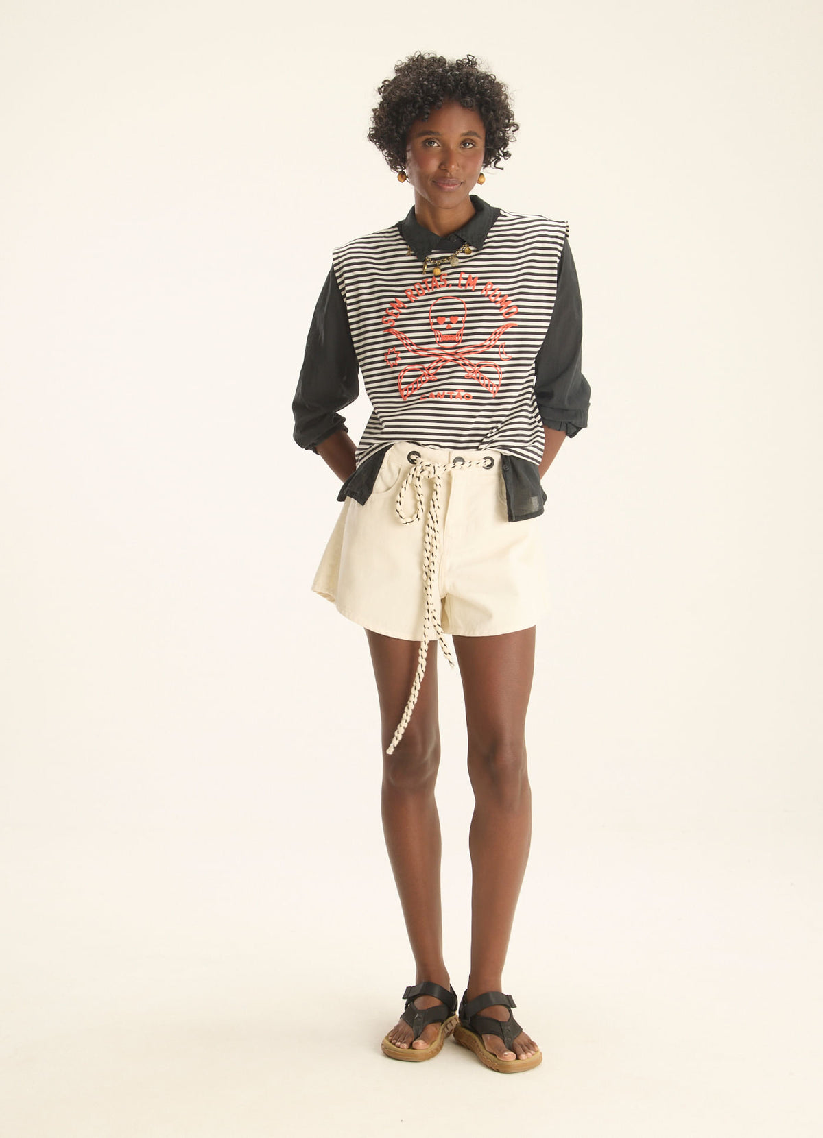 Cantão Mare High-Waisted Cotton Twill Shorts Off-White