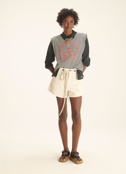 Cantão Mare High-Waisted Cotton Twill Shorts Off-White
