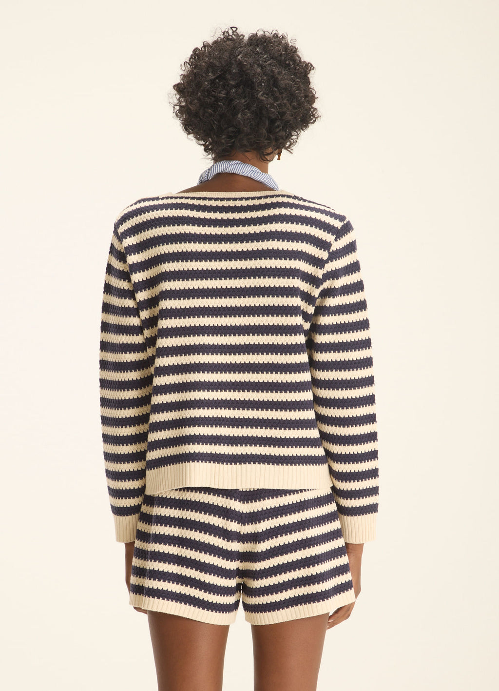 Cantão Striped Knit Cardigan Button Front