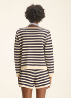 Cantão Striped Knit Cardigan Button Front