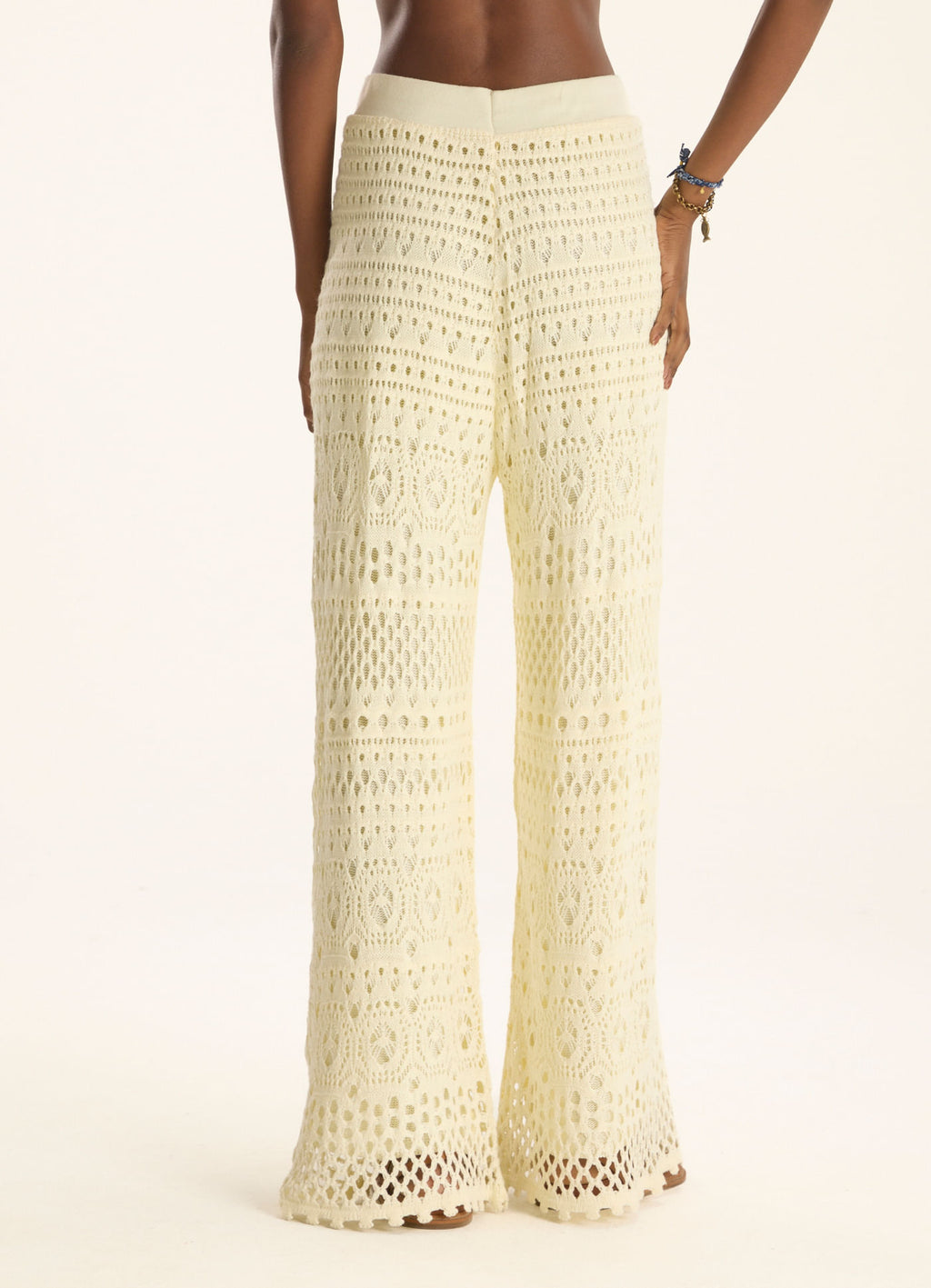 Cantão Knitted Textured Wide-Leg Pants Off-White