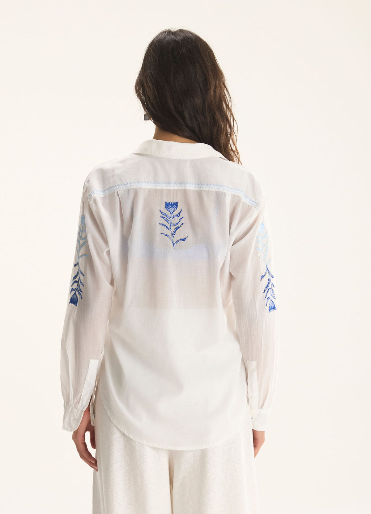 Cantão Voile Embroidered Barracuda Long Sleeve Shirt