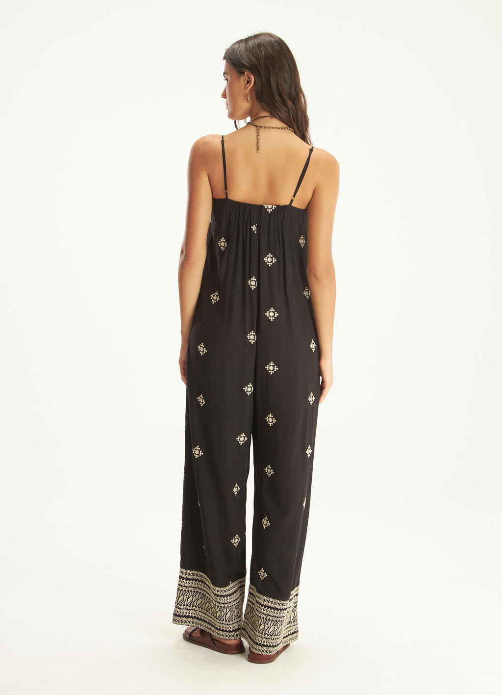 Cantão Women's Compass Embroidered Viscose Jumpsuit Loose Fit