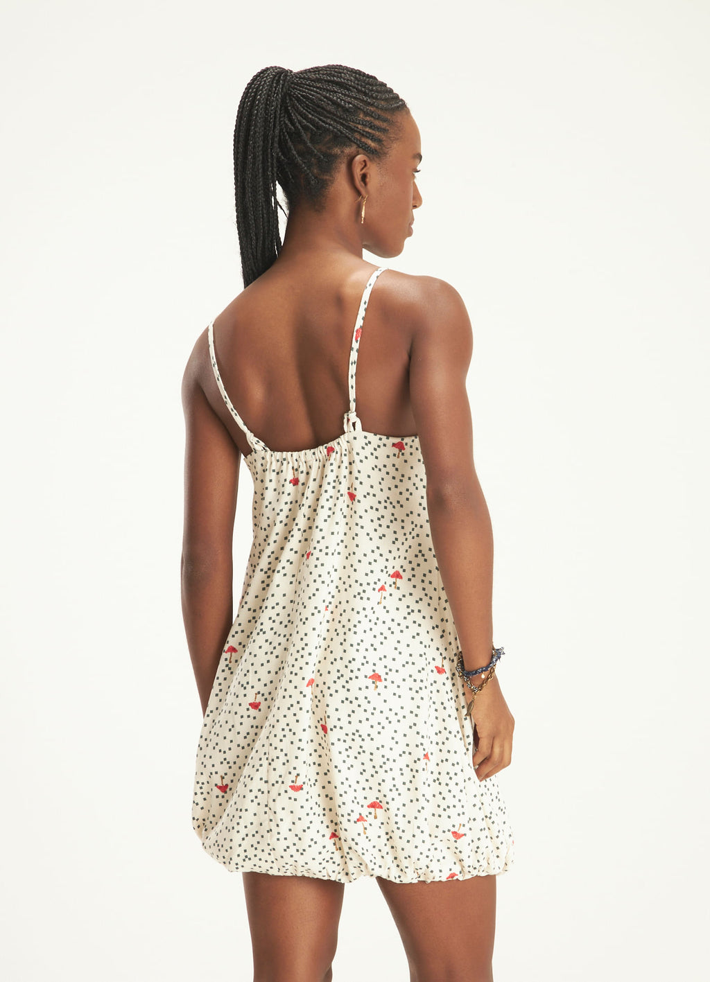 Cantão Amanita Printed Balloon Dress Women's Adjustable Hem