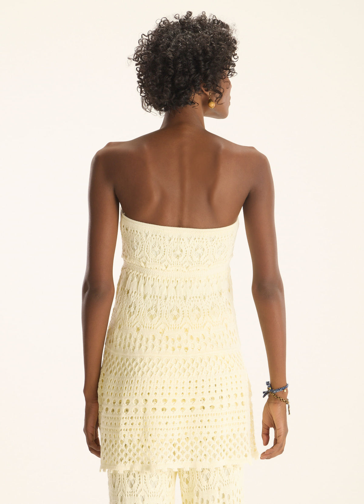 Cantão Women's Off-White Textured Knit Sleeveless Blouse Elegant Top