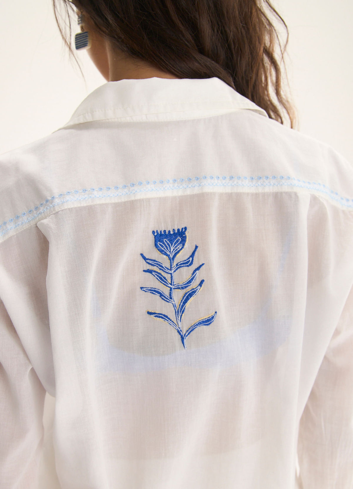 Cantão Voile Embroidered Barracuda Long Sleeve Shirt