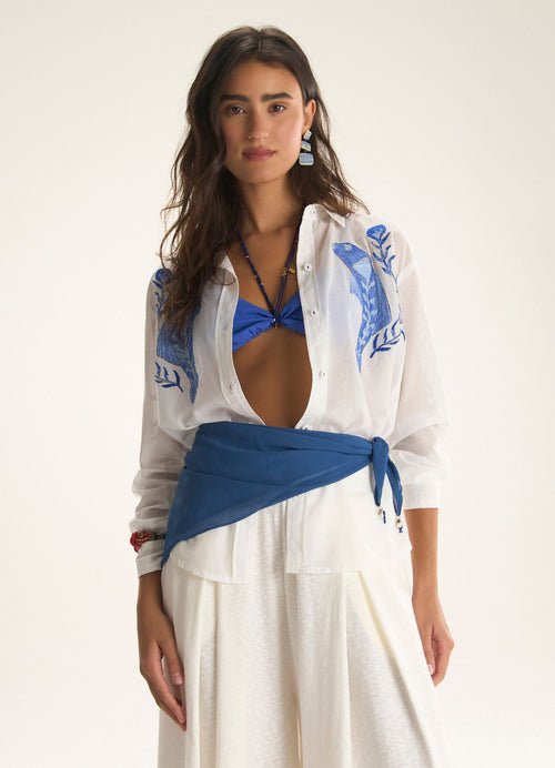 Cantão Voile Embroidered Barracuda Long Sleeve Shirt