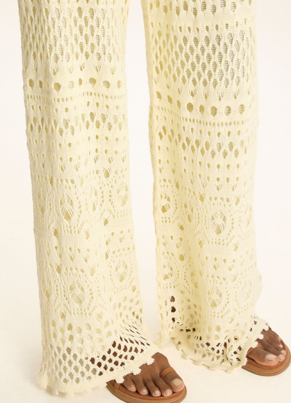 Cantão Knitted Textured Wide-Leg Pants Off-White