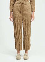 Osklen Tricoline Wrinkled Cropped Wide-Leg Pants Brown