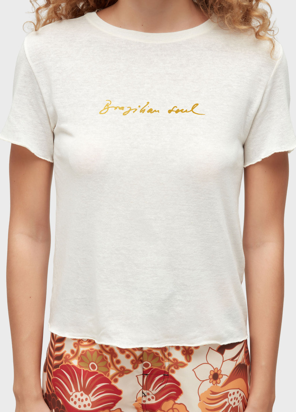Osklen Brazilian Soul Gold Women's T-Shirt Off White