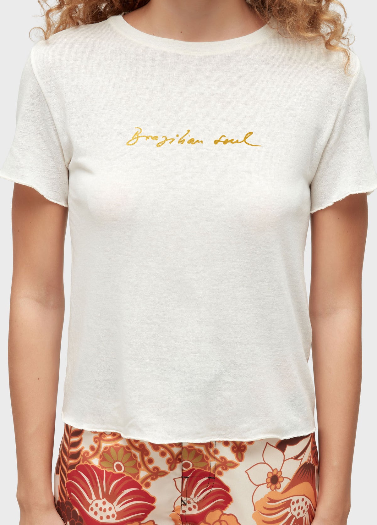 Osklen Brazilian Soul Gold Women's T-Shirt Off White