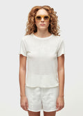 Osklen Iemanja Women's T-Shirt Linen Blend Off White