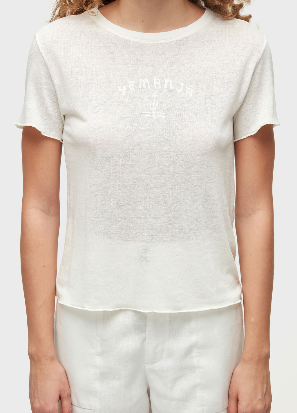 Osklen Iemanja Women's T-Shirt Linen Blend Off White