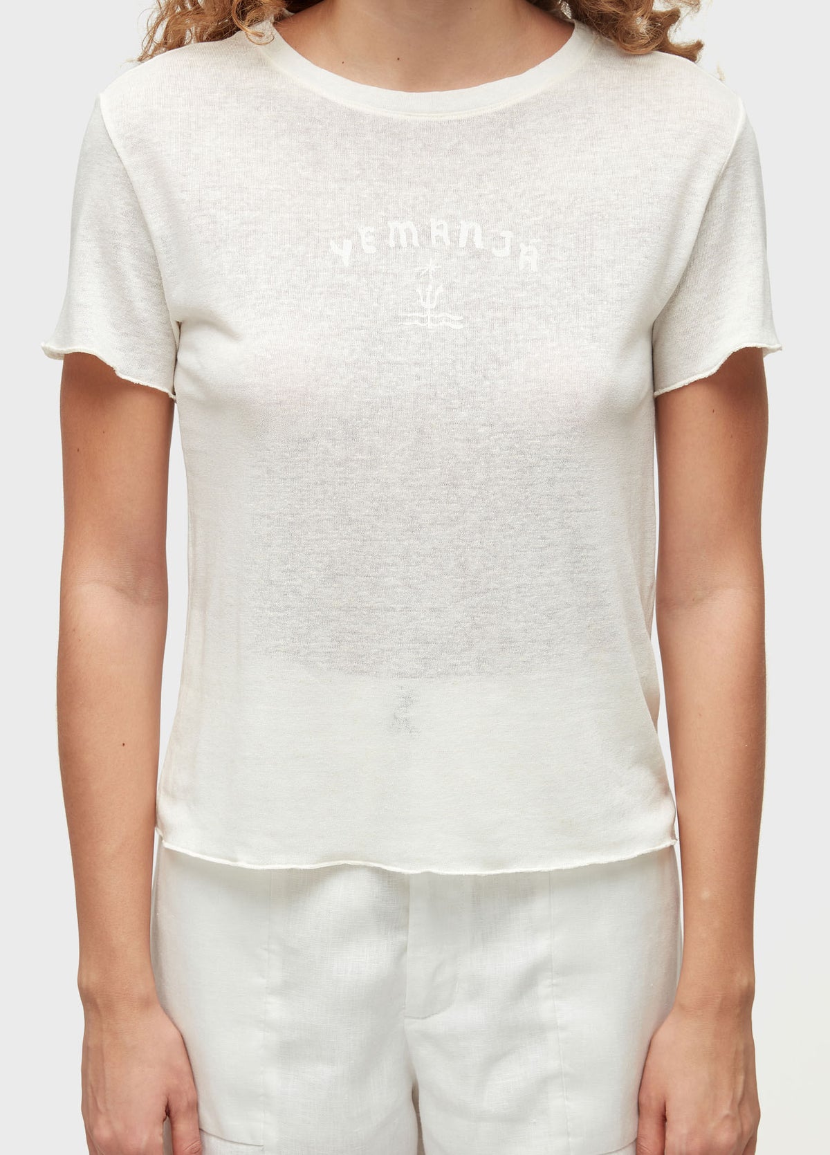 Osklen Iemanja Women's T-Shirt Linen Blend Off White