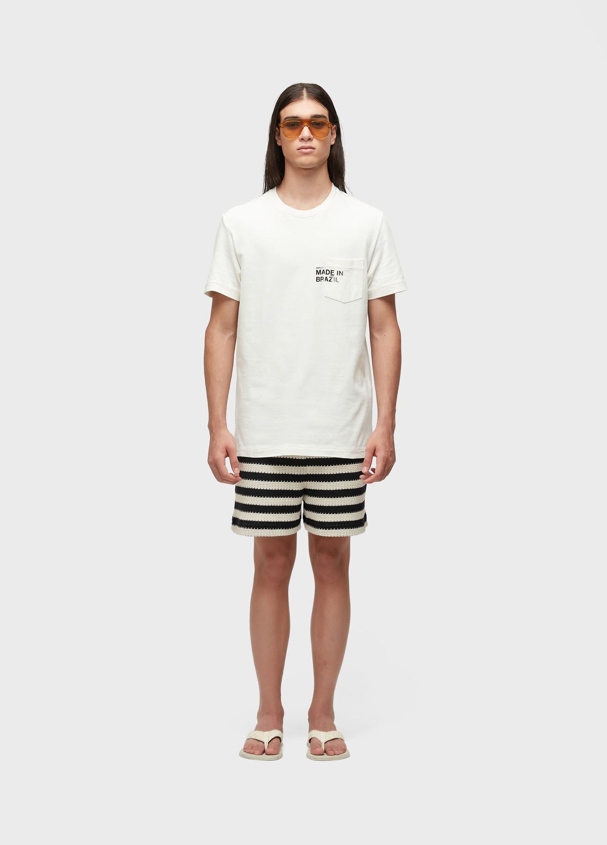 Osklen Bermuda Stripes Knit Men's Shorts Off White