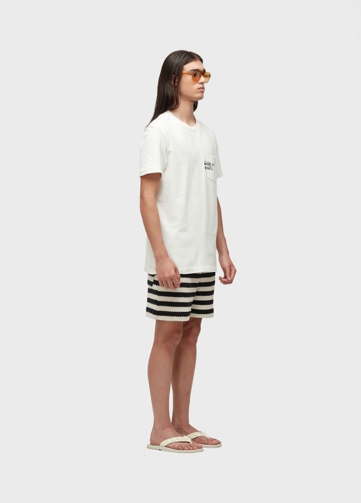 Osklen Bermuda Stripes Knit Men's Shorts Off White