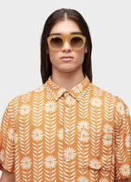 Osklen Daisy Print Men's Short Sleeve Shirt Yellow