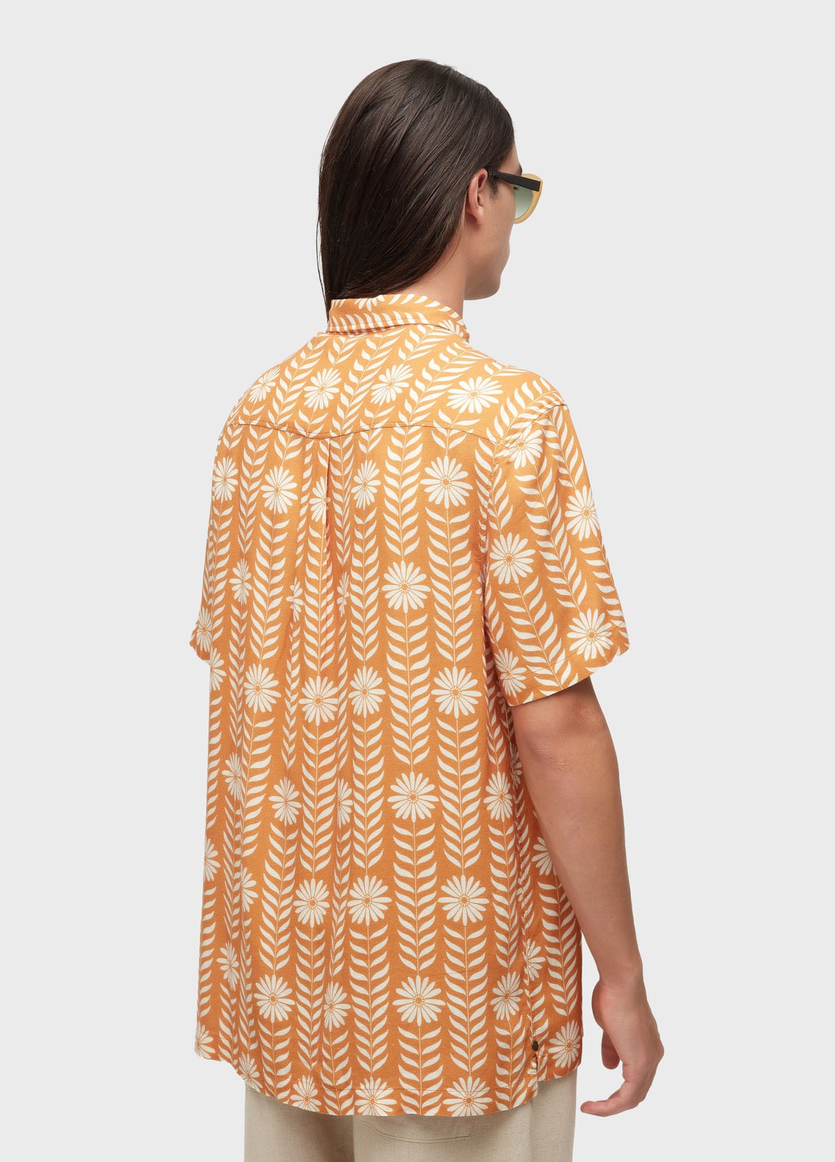 Osklen Daisy Print Men's Short Sleeve Shirt Yellow