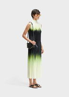 Osklen Women's Wide-Leg Pleated Trousers Blurred Neon Print