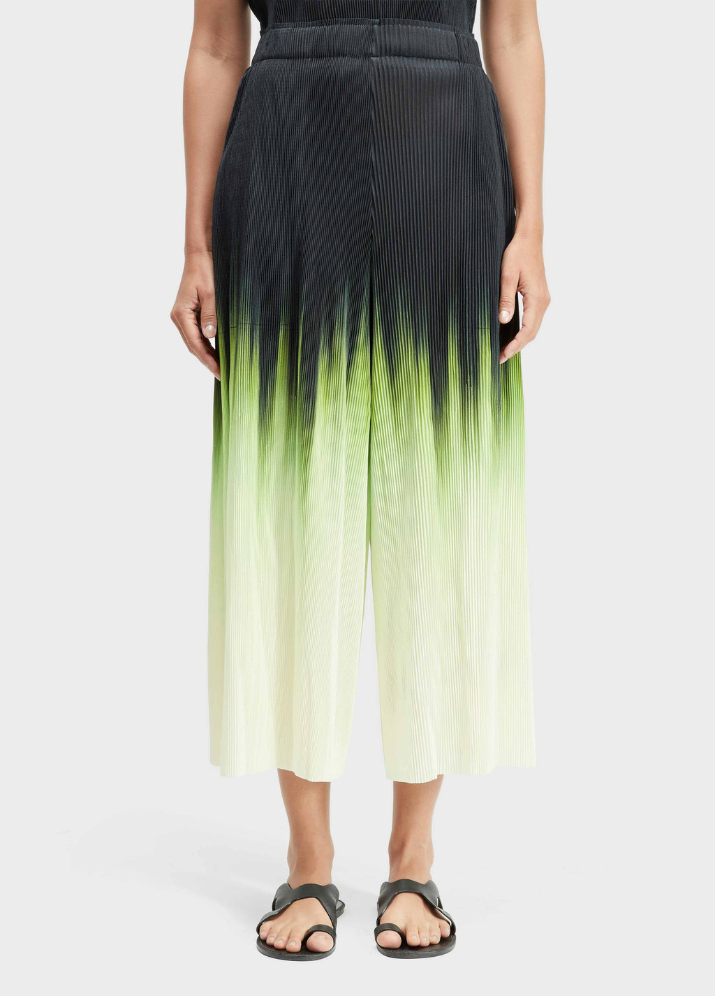 Osklen Women's Wide-Leg Pleated Trousers Blurred Neon Print