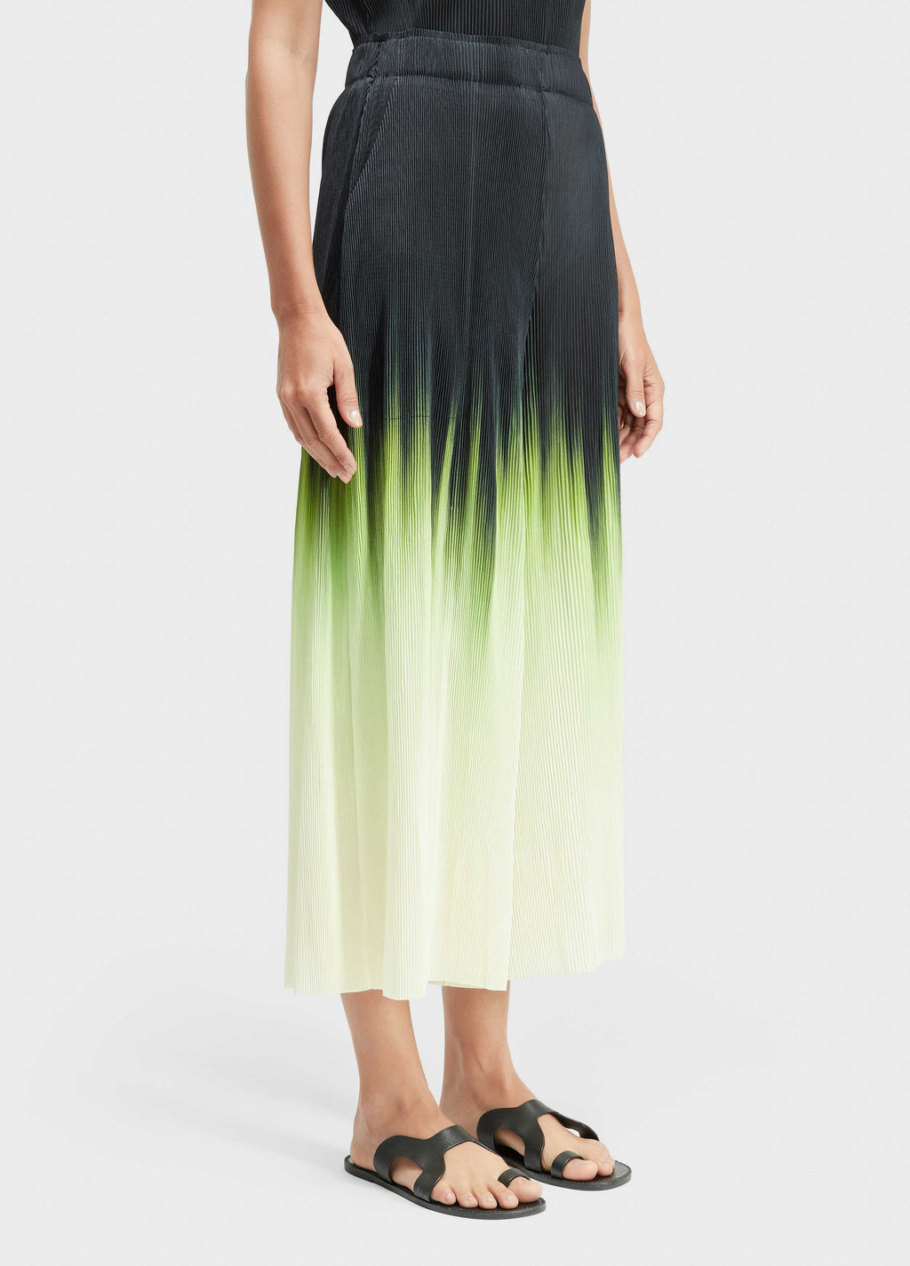 Osklen Women's Wide-Leg Pleated Trousers Blurred Neon Print