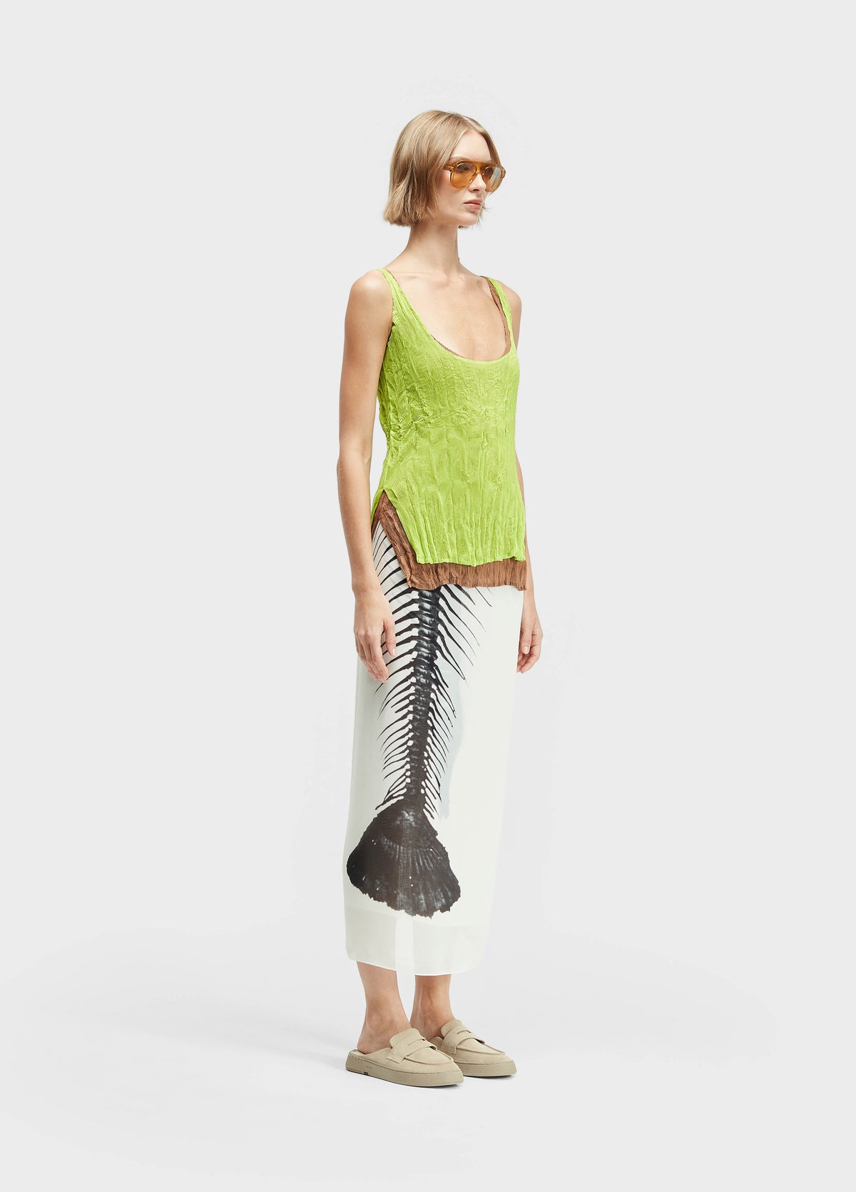 Osklen Plisse Duo Women's Pleated Layered Tank Top