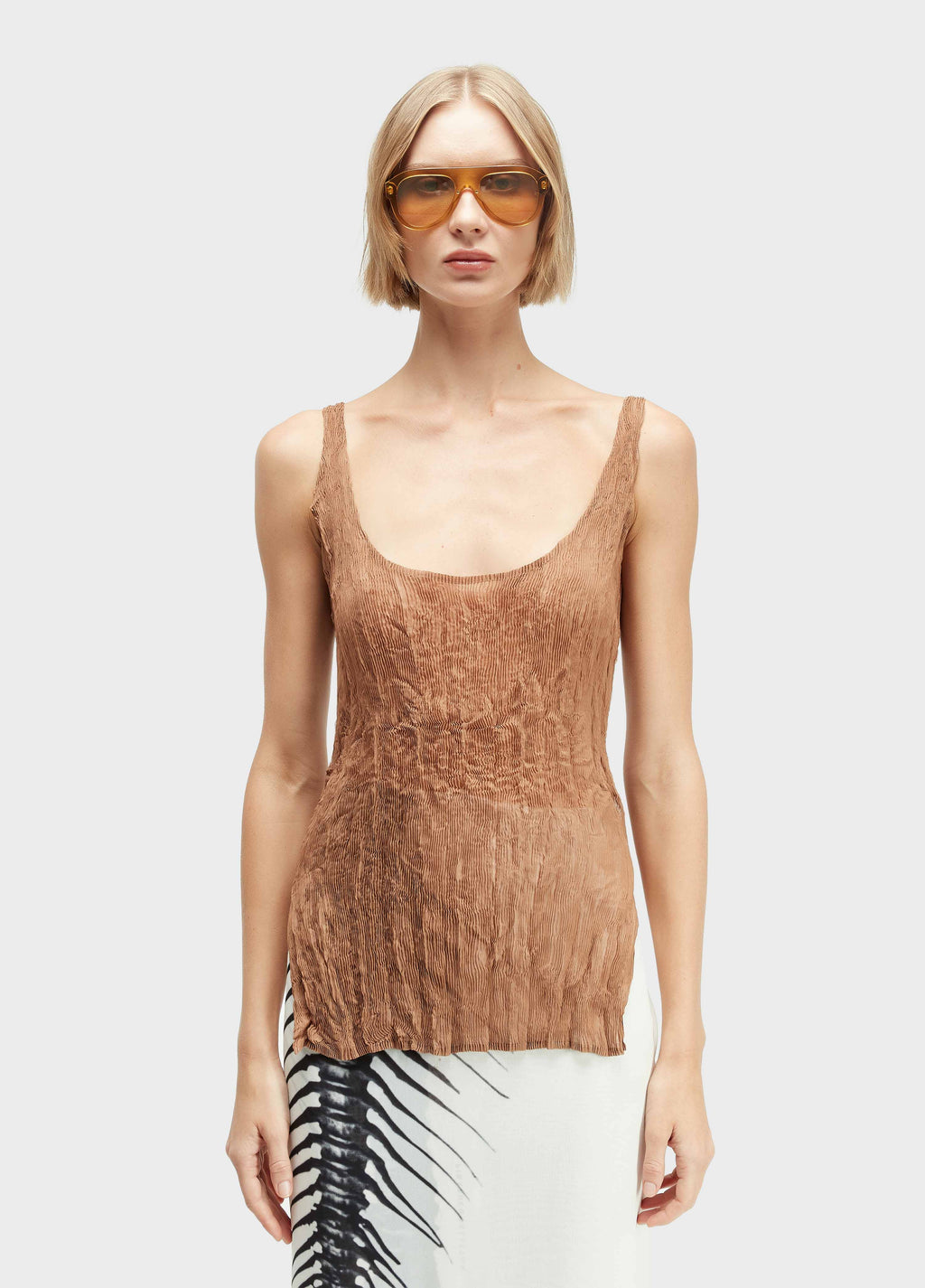 Osklen Plisse Duo Women's Pleated Layered Tank Top
