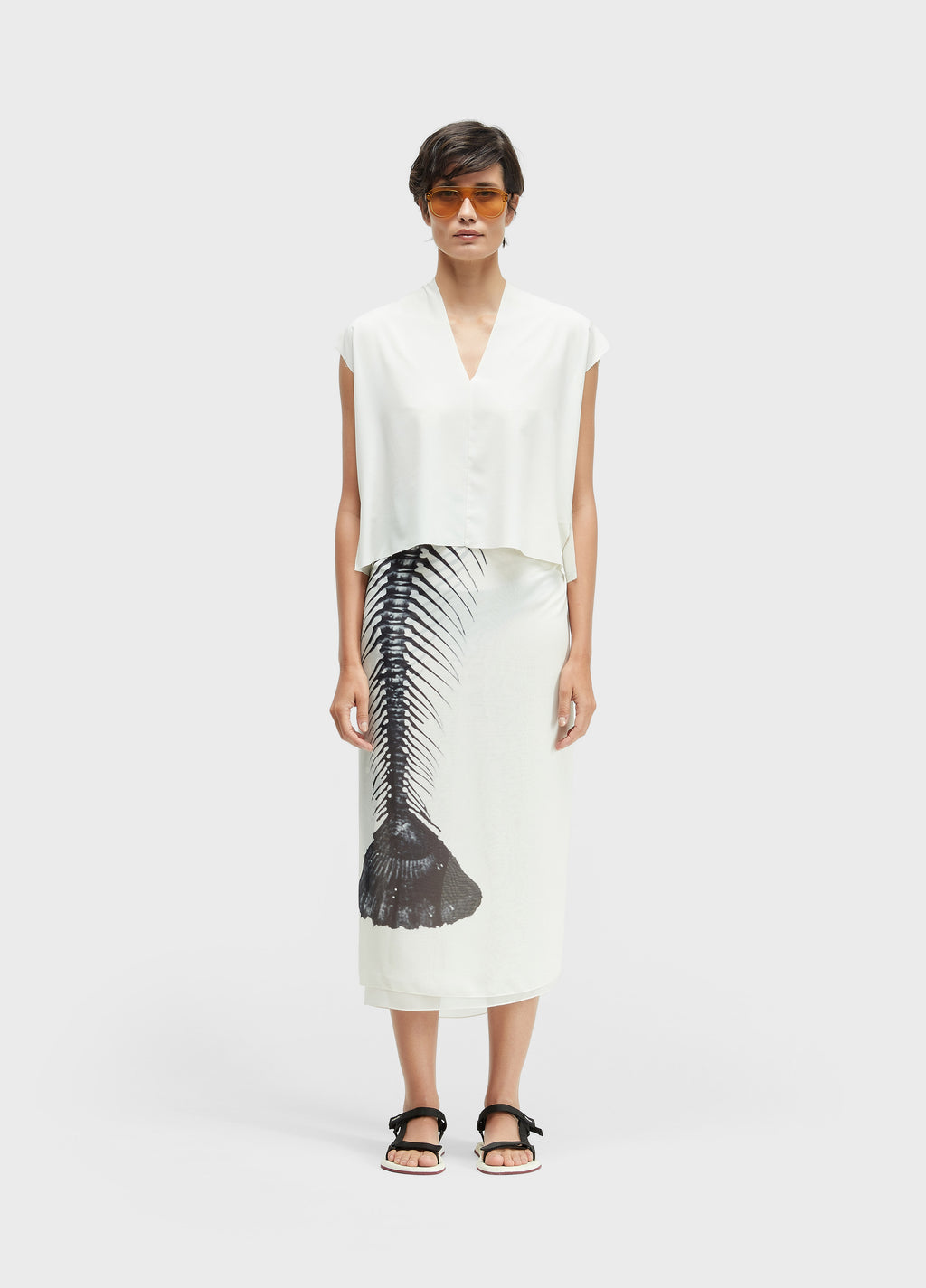 Osklen Sleeveless V-Neck Superlight Blouse Off White