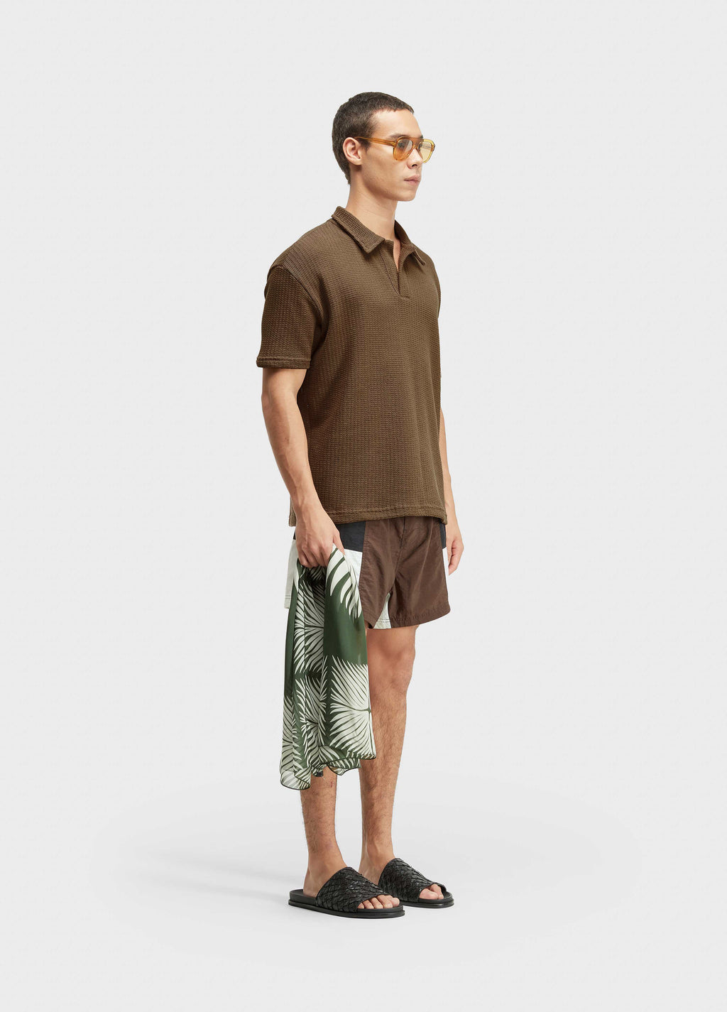 OSKLEN Rustic Knit Men's Polo Shirt 100% Cotton Brown