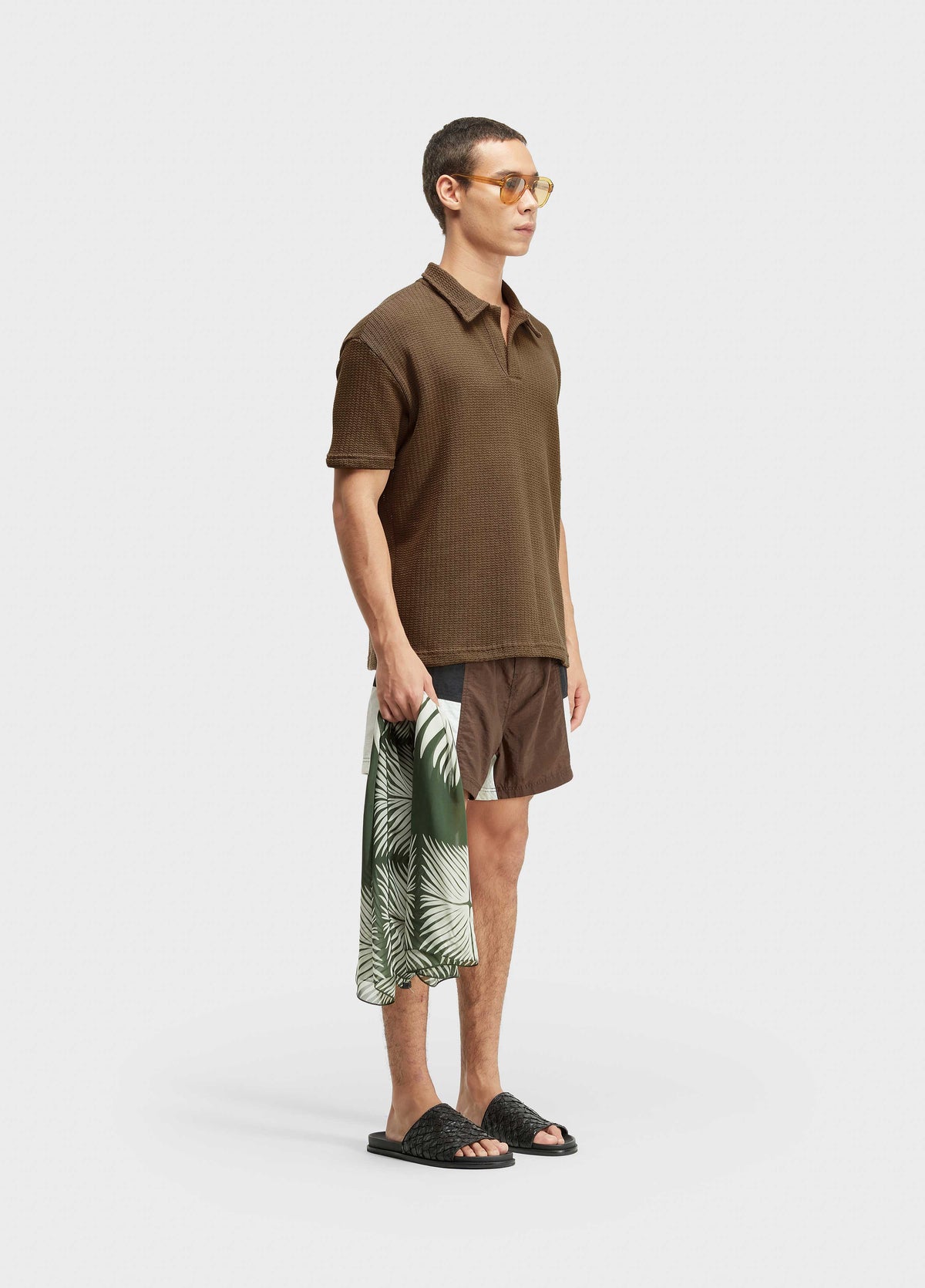 OSKLEN Rustic Knit Men's Polo Shirt 100% Cotton Brown