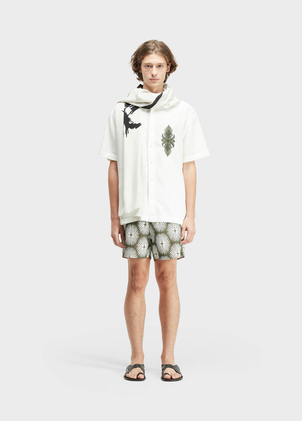 Osklen Palm Graph Jacquard Cotton Bermuda Shorts Green
