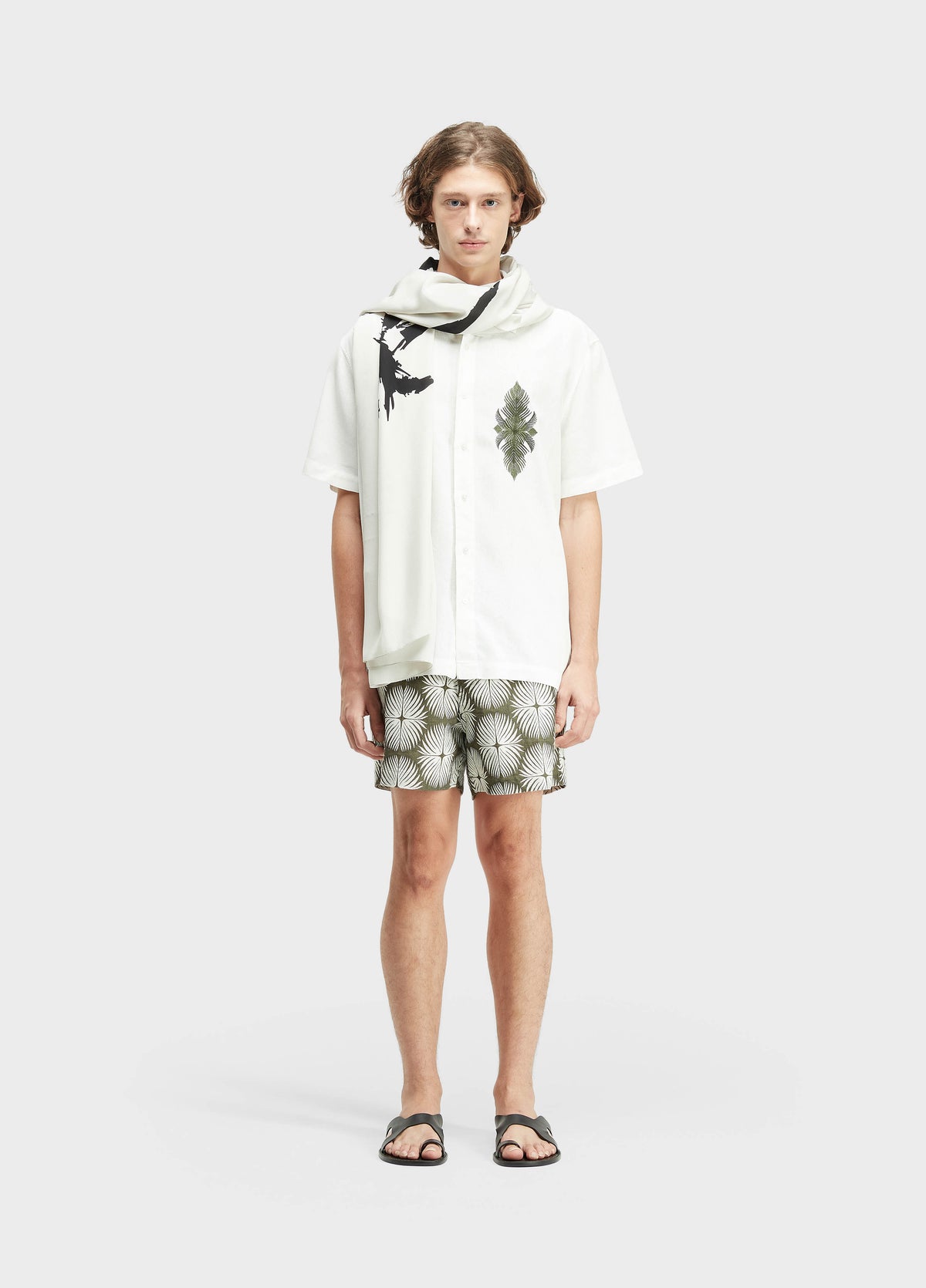 Osklen Palm Graph Jacquard Cotton Bermuda Shorts Green