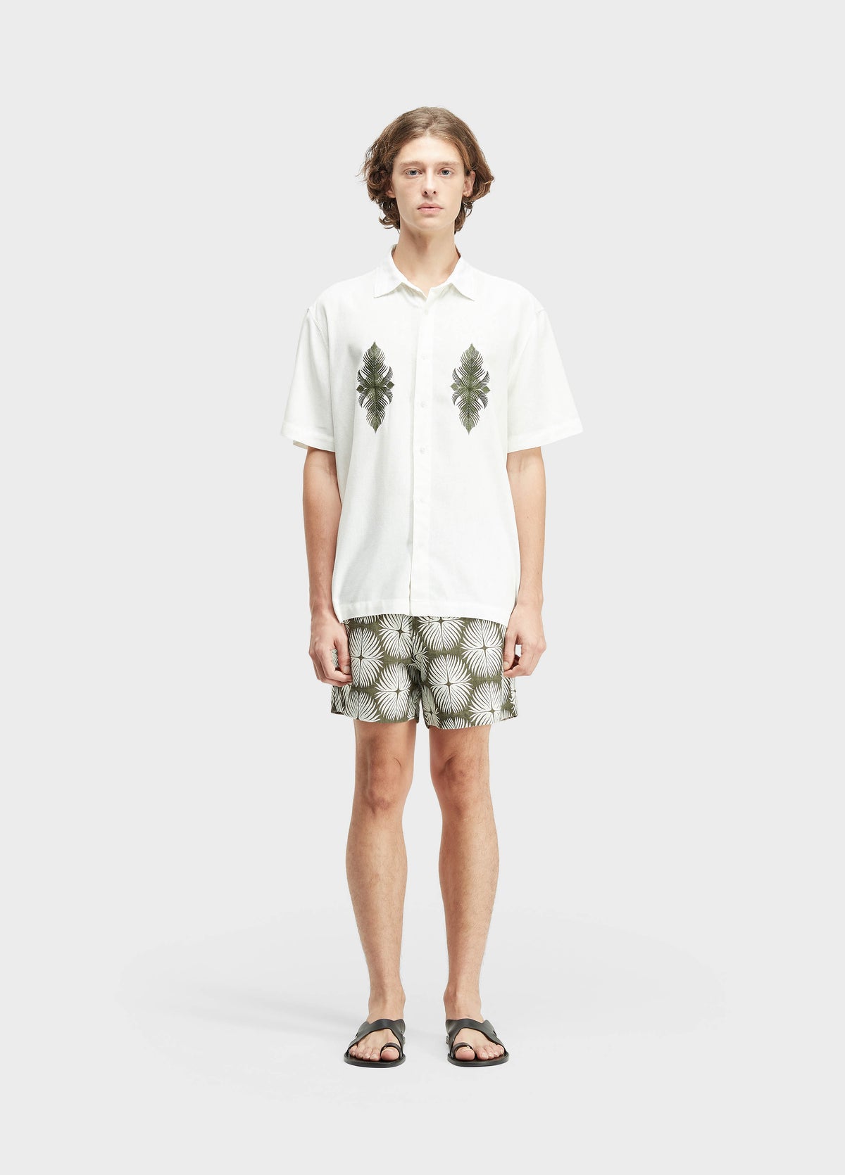 Osklen Palm Graph Jacquard Cotton Bermuda Shorts Green